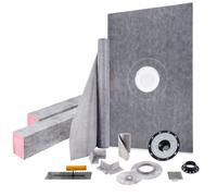 VEVOR Kit receveur de douche 1219x1828,8 mm seuil de douche étanche avec drain central ABS, grille acier inoxydable 10 cm, 2 bordures de douche et truelle découpables, bac de douche pour salle de bain