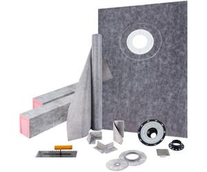 VEVOR Kit receveur de douche 965x1524 mm seuil de douche étanche avec drain décalée ABS, grille acier inoxydable 10 cm, 2 bordures de douche et truelle découpables, bac de douche pour salle de bain