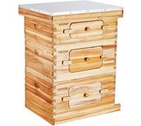 VEVOR Ruche d'abeilles Langstroth 30 cadres - 2 profonds+1 moyen, sapin ciré, vitres acryliques
