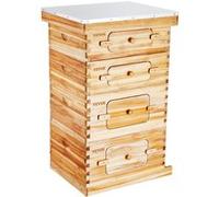 VEVOR Ruche Langstroth – kit 40 cadres, bois sapin ciré, 2 prof. + 2 moy., fenêtres acryliques