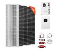 VEVOR Kit solaire complet hors réseau 2400W 48V, avec 12 panneaux solaires monocristallins 200W, batterie LiFePO₄ 51,2V 100Ah et onduleur hybride 48V 5000W, haut rendement, pour maison, hangar, ferme