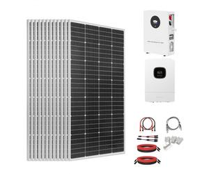 VEVOR Kit solaire complet hors réseau 2400W 48V, avec 12 panneaux solaires monocristallins 200W, batterie LiFePO₄ 51,2V 100Ah et onduleur hybride 48V 5000W, haut rendement, pour maison, hangar, ferme
