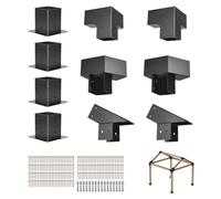 VEVOR Kit Support de Pergola, Lot de 14, Support de Poteau Bois 92x92 mm, Supports d'angle à 3 Voies, à 4 Voies, 4 Bases de Poteaux, pour Poutres Bois Standard Toit Incliné, Banquet Fête en Plein Air