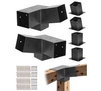 VEVOR Kit Support de Pergola, Lot de 6, Support de Poteau Bois 92x92 mm, 2 Supports d'Angle 3 Voies, 2 Bases de Poteau, 2 Bases Murales, pour Poutres Bois Standard Toit Incliné, Banquet Fête Plein Air