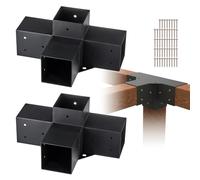 VEVOR Kit Supports de Pergola 4x4 po 10x10 cm Support de Poteau Bois de Menuiserie 2 Supports d'Angle à 4 Voies Base de Poutres Quincaillerie Bricolage pour Tonnelles, Pergolas de Terrasse, Cabanes