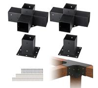 VEVOR Kit Supports de Pergola 4x4 po 10x10 cm Support de Poteau Bois de Menuiserie 2 Supports d'Angle à 4 Voies 2 Bases de Poutres Quincaillerie Bricolage pour Tonnelles, Pergolas de Terrasse, Cabanes