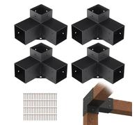 VEVOR Kit Supports de Pergola 4x4 po 10x10 cm Support de Poteau Bois de Menuiserie 4 Supports d'Angle à 3 Voies Base de Poutres Quincaillerie Bricolage pour Tonnelles, Pergolas de Terrasse, Cabanes