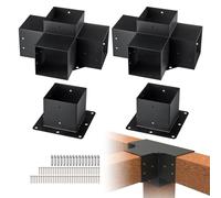 VEVOR Kit Supports de Pergola 6x6 po 15x15 cm Support de Poteau Bois de Menuiserie 2 Supports d'Angle à 4 Voies 2 Bases de Poutres Quincaillerie Bricolage pour Tonnelles, Pergolas de Terrasse, Cabanes