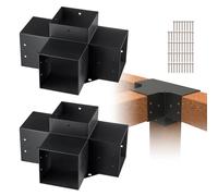 VEVOR Kit Supports de Pergola 6x6 po 15x15 cm Support de Poteau Bois de Menuiserie 2 Supports d'Angle à 4 Voies Base de Poutres Quincaillerie Bricolage pour Tonnelles, Pergolas de Terrasse, Cabanes