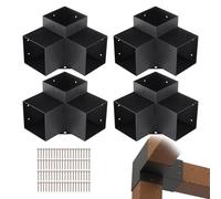 VEVOR Kit Supports de Pergola 6x6 po 15x15 cm Support de Poteau Bois de Menuiserie 4 Supports d'Angle à 3 Voies Base de Poutres Quincaillerie Bricolage pour Tonnelles, Pergolas de Terrasse, Cabanes