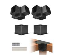 VEVOR Kit Supports de Pergola 6x6 po 15x15 cm Support de Poteau Bois de Menuiserie 2 Supports d'Angle à 4 Voies 2 Bases de Poutres Quincaillerie Bricolage pour Tonnelles, Pergolas de Terrasse, Cabanes