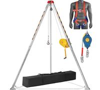 VEVOR Kit trépied pour espace confiné, 1179 kg, trépied de sauvetage, pieds 1,6 à 2,45 m câble 30 m protection contre les chutes de 10 m, harnais, sac de rangement pour espaces confinés traditionnels