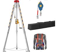 VEVOR Kit trépied pour espace confiné, 544 kg, trépied de sauvetage, pieds 1,34 à 2,15 m câble 30 m protection contre les chutes de 32,8', trépied pour espaces confinés