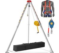 VEVOR Kit trépied pour espace confiné, 816,4 kg, trépied de sauvetage, pieds 1,34 à 2,15 m câble 30 m protection contre les chutes 32,8', harnais, sac de rangement pour espaces confinés traditionnels