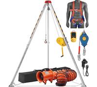 VEVOR Kit trépied pour espaces confinés 1179 kg Treuil Trépied pour espaces confinés avec pieds de 2,45 m et câble de 30 m Trépied de sauvetage pour espaces confinés