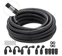 VEVOR Kit Tuyau d'Essence 6AN Durite Essence Ø 14 mm Longueur 6,1 m Tressée en Nylon et Inox Conduite de Carburant Gasoil avec 12 Adaptateurs Raccords Pivotants pour Moteur Voitures Motos Tracteurs