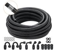 VEVOR Kit Tuyau d'Essence 6AN Durite Essence Ø 14 mm Longueur 6,1 m Tressée en Nylon et Inox Conduite de Carburant Gasoil avec 12 Adaptateurs Raccords Pivotants pour Moteur Voitures Motos Tracteurs