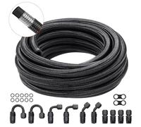 VEVOR Kit Tuyau d'Essence 8AN Durite Essence Ø 16,5 mm Longueur 6,1 m Tressée en Nylon et Inox Conduite de Carburant Gasoil avec 12 Adaptateurs Raccords Pivotants pour Moteur Voitures Motos Tracteurs