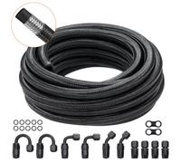 VEVOR Kit Tuyau d'Essence 8AN Durite Essence Ø 16,5 mm Longueur 6,1 m Tressée en Nylon et Inox Conduite de Carburant Gasoil avec 12 Adaptateurs Raccords Pivotants pour Moteur Voitures Motos Tracteurs