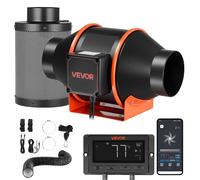 VEVOR Kit Ventilateur de Gaine à Flux Mixte avec Filtre à Charbon 349 m³/h , Extracteur d'Air en Ligne 101,6 mm pour Tente de Culture, 10 Vitesses, Moteur EC, Contrôle App, Contrôleur PWM, Minuterie