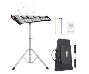 VEVOR Kit Xylophone Glockenspiel 32 Notes, Instrument de Percussion Professionnel avec Maillets, Baguettes, Support Réglable, Sac de Transport, Ensemble d'Instrument Éducative pour Étudiants, Adultes