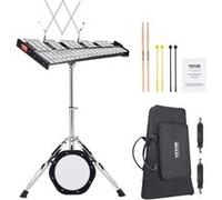 VEVOR Kit Xylophone Glockenspiel 32 Notes Maillets Support Tapis d'Entraînement 20,3cm Argent et Noir