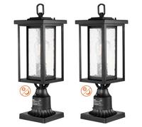 VEVOR Lampadaire extérieur, lot de 2, luminaires étanches 450 mm, avec base de montage sur pilier 9 cm, abat-jour verre, éclairage anti-foudre crépuscule à l'aube pour patio, jardin, allée, terrasse
