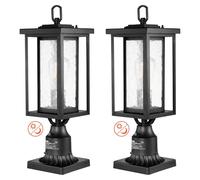 VEVOR Lampadaire extérieur, lot de 2, luminaires étanches 450 mm, avec base de montage sur pilier 9 cm, abat-jour verre, éclairage anti-foudre crépuscule à l'aube pour patio, jardin, allée, terrasse