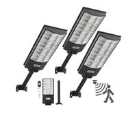 VEVOR Lampadaire Solaire Extérieur 8000 W Projecteur LED Solaire 450000 lm pour Parking Jardin Cour, avec Télécommande, Détecteur de Mouvement, Éclairage du Crépuscule à l'Aube, Étanche IP65, Lot de 3