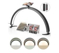 VEVOR Lampe d’Esthéticienne Demi-lune de Table, Lampe LED Arc pour Manucure Extension de Cils 40 W, Luminosité et Température de Couleur Réglables, avec Support de Téléphone, pour Beauté, Sourcils