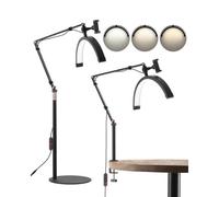 VEVOR Lampe d’Esthéticienne Demi-lune, Lampe LED Arc pour Extension de Cils Réglable, de Bureau et sur Pied 2 en 1, avec Support de Téléphone, Télécommande, pour Beauté, Soins de la Peau, Sourcils