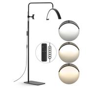 VEVOR Lampe d’Esthéticienne Demi-lune sur Pied, Lampe LED Arc pour Extension de Cils 58,4 cm, Intensité Variable, avec Support de Téléphone, Télécommande, pour Beauté, Soins de la Peau, Sourcils