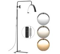 VEVOR Lampe d’Esthéticienne Demi-lune sur Pied, Lampe LED Arc pour Extension de Cils 66 cm, Intensité Variable, avec Support de Téléphone, Télécommande, pour Beauté, Soins de la Peau, Sourcils