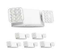 VEVOR Lampe de Secours LED Lot de 6 Éclairage de Sécurité avec Batterie pour Sorties de Secours, Entreprises, Bureaux, 3 W, 120-277 V CA, Deux Têtes Carrées Réglables, Autonomie de 90 Minutes, Blanc