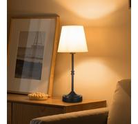 VEVOR Lampe de table sans fil, batterie rechargeable intégrée 5200 mAh, petite lampe de bureau, abat-jour en tissu, température de couleur 2700-3000 K, 3 niveaux de luminosité, pour chambre, bar, noir