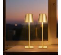 VEVOR Lampe de table sans fil, 2 pcs, lampe de bureau, batterie rechargeable intégrée de 5200 mAh, variateur d'intensité 3 couleurs, température de couleur 3000-6500 K, pour restaurant, chambre, doré