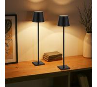VEVOR Lampe de table sans fil 2 pcs, lampe de bureau, batterie rechargeable intégrée 5200 mAh, variateur intensité, 3 hauteurs réglables, abat-jour amovible pour bouteille, restaurant, extérieur, noir