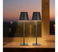 VEVOR Lampe de table sans fil, 2 pcs, lampe de bureau, batterie rechargeable intégrée de 5200 mAh, variateur d'intensité 3 couleurs, température de couleur 3000-6500 K, pour restaurant, chambre, noir