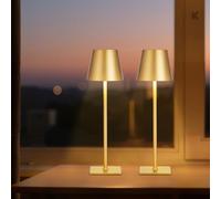 VEVOR Lampe de table sans fil, 2 pcs, lampe de bureau, batterie rechargeable intégrée de 5200 mAh, variateur d'intensité 3 couleurs, température de couleur 3000-6500 K, pour restaurant, chambre, doré