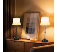 VEVOR Lampe de table sans fil, 2 pcs, petite lampe de bureau, batterie rechargeable intégrée 5200 mAh, 3 niveaux luminosité, abat-jour en tissu, température couleur 2700-3000 K, pour chambre bar, noir