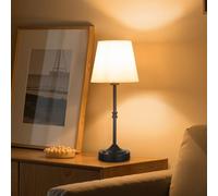 VEVOR Lampe de table sans fil, batterie rechargeable intégrée 5200 mAh, petite lampe de bureau, abat-jour en tissu, température de couleur 2700-3000 K, 3 niveaux de luminosité, pour chambre, bar, noir