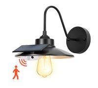 VEVOR Lampe Solaire Extérieur Grange, 3 Modes d'Éclairage, Applique Extérieur à Col de Cygne, avec Détecteur de Mouvement, Compatible avec Ampoule E26, pour Terrasses, Porches, Entrées, Garages, Noir
