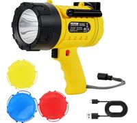 VEVOR Lampe Torche LED Ultra Puissante, 1000000 lm, Lampe de Poche Rechargeable Portable Étanche IP67 avec 4 Modes, Objectif Amovible, Port USB, pour Chasse, Bateau, Camping, Spéléologie, Extérieur