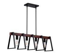 VEVOR Éclairage d'îlot de cuisine, 4 lumières, lampes suspension linéaire de ferme 60 W, avec tiges 2 x 15 cm et 6 x 30,5 cm, luminaire réglable à cadre en métal industriel pour salle à manger, E27