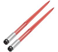 VEVOR Lance à foin, 110 cm, 2PCS lances à balles de foin carrée, pointe à balle fixation rapide, capacité 1360 kg, fourches à balle revêtement rouge, écrou hexagonal manchon pour tracteurs, chargeurs