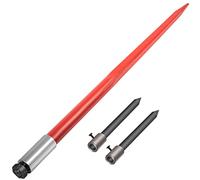 VEVOR Lance à foin, 125 cm, lance à balles de foin carrée, pointe à balle fixation rapide, capacité 1360 kg, fourches à balle revêtement rouge 2 lances stabilisatrices pour seaux, tracteurs, chargeurs