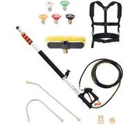 VEVOR Lance Télescopique pour Nettoyeur Haute Pression 5437 mm, Baguette Pulvérisation Télescopique 4000 psi avec Rallonges, Tête de Brosse, 5 Buses, Adaptateur, Ceinture de Support, pour Gouttière