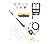 VEVOR Lance Télescopique pour Nettoyeur Haute Pression 6358 mm, Baguette Pulvérisation Télescopique 4000 psi avec Rallonges, Tête Brosse, Coupleur Pivotant, 7 Buses, Harnais de Support, pour Gouttière