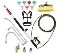 VEVOR Lance Télescopique pour Nettoyeur Haute Pression 7,62 m Baguette Pulvérisation Télescopique 6 Sections pour Nettoyage de Gouttières en Hauteur, avec Rallonges, Tête de Brosse, 7 Buses, 275 bar