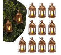 VEVOR Lanterne Bougie Électrique, Lot de 12, Lanterne Décorative Extérieur LED Vintage sans Flamme à Suspendre, pour Décoration d'Halloween, Noël, Mariage, Centre de Table, Intérieur, Couleur Bronze